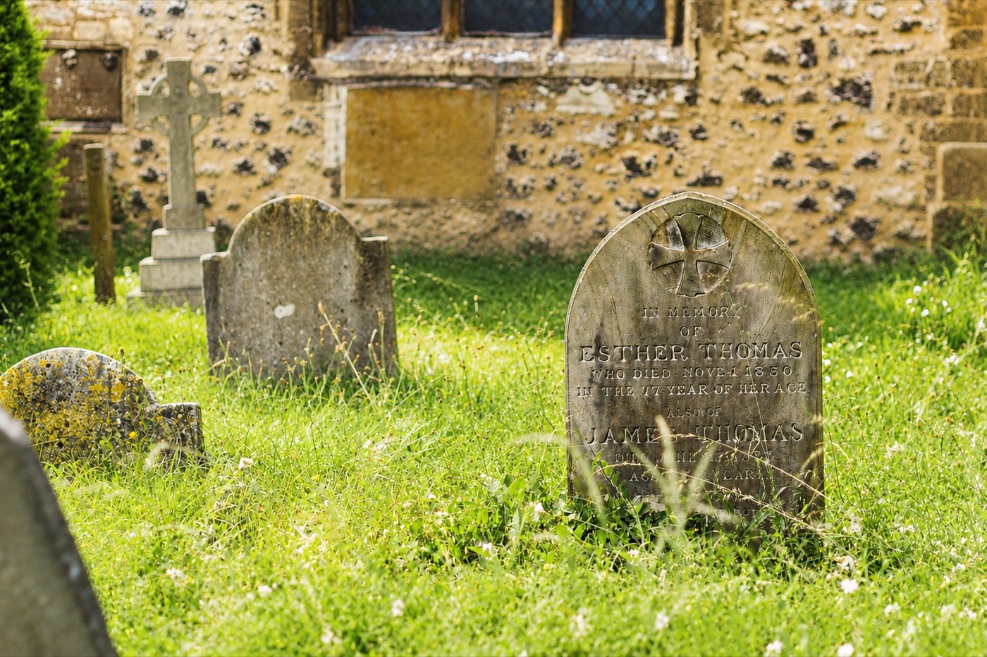 An older cemetery where a memorial may be removed and stored safely around a further burial